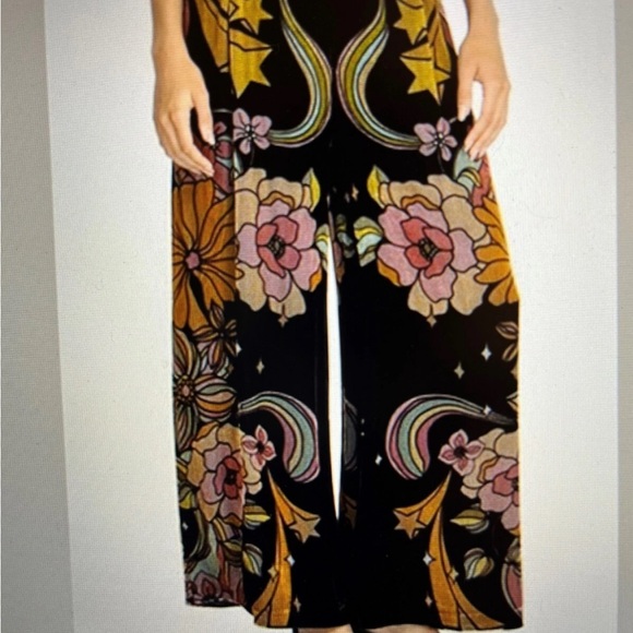 Johnny Was Pants - Johnny Was Priscilla Easy Velvet Multicolor Floral Wide-Leg Pants